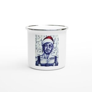Naughty List Tin Mug | White 12oz Enamel Mug