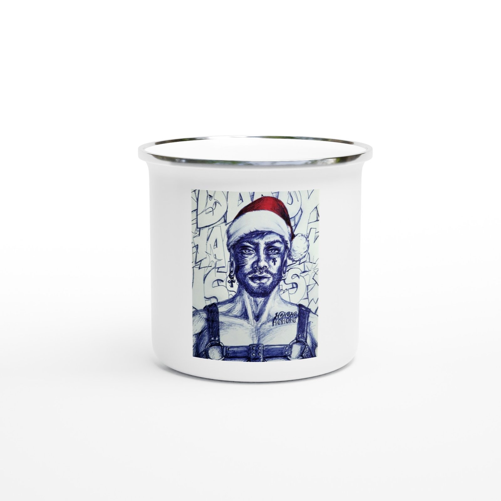 Naughty List Tin Mug | White 12oz Enamel Mug